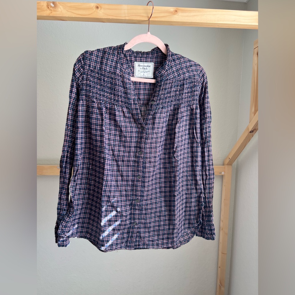 Abercrombie & Fitch Checkered Button Down Blouse Women’s Size Small